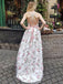 A Line V Neck Spaghetti Straps Floral Long Prom Dresses,Junior Graduation Dress PDJ35