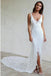 Mermaid V-Neck Backless Court Train Lace Wedding Dress with Split PDR38