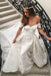 A-Line Off-the-Shoulder Sweep Train Off White Wedding Dress with Appliques PDR14