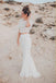 Two Piece Crew Short Sleeves White Lace Mermaid Wedding Dress PDL54