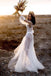 A-Line V-Neck Long Sleeves Beach Wedding Dress with Appliques PDL49