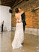 Sheath V-Neck Backless White Lace Boho Wedding Dress Bridal Gown PDL13