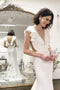 Mermaid V-Neck Cap Sleeves Backless Wedding Dress with Ruffles PPD27