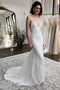 Mermaid Spaghetti Straps Sweep Train Appliqued Wedding Dress PPD24