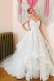 A-Line Sweetheart Sweep Train Wedding Dress with Lace Appliques PPD25