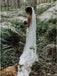 Sheath Spaghetti Straps Backless Beach Lace Wedding Dress PDL14
