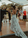Sheath Spaghetti Straps Backless Beach Lace Wedding Dress PDL14