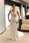 Mermaid V-Neck Backless Court Train Ivory Wedding Dress with Lace PDL10