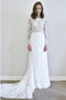 A-Line Long Sleeves Chiffon Long Simple Wedding Dress with Lace PDR78