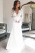 Sheath V-Neck Long Sleeves Deep V Neck Wedding Dress with Lace Top PDR76