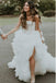 A-Line Strapless Ruffles Beach Wedding Dress with Appliques Split PDS36