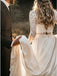 Two Piece Long Sleeves Chiffon Beach Wedding Dress with Lace PDS32