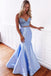 Two Pieces Mermaid Spaghetti Straps Prom Dress, Lace Up Back Evening Dresses PDJ51