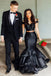 Black 2 Pieces Off Shoulder Mermaid Elegant Prom Dresses With Layers PDJ72