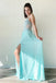 A Line Chiffon Long Split Prom Dress, Cheap Lace Up Back Evening Dresses PDJ52