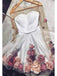 A Line Round Neck Long Sleeves Flower Short Homecoming Dresses With Flowers PPD66