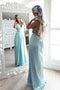 A-Line Spaghetti Straps V Neck Chiffon Long Prom Dress PDL39