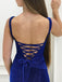 Charming Mermaid V-neck Royal Blue Ruched Long Prom Dresses PDG95