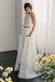 Two Piece Open Back Sweep Train Ivory Lace Wedding Dress with Pockets PDS33