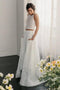 Two Piece Open Back Sweep Train Ivory Lace Wedding Dress with Pockets PDS33