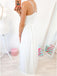 A-Line Crew Floor-Length White Chiffon Prom Dress with Pearls PDR5