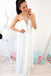 A-Line Crew Floor-Length White Chiffon Prom Dress with Pearls PDR5