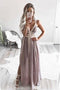 A-Line Straps Floor-Length Chiffon Pleated Prom Dress with Split PDR1