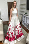 Mermaid Sleeveless Long White Printed Detachable Prom Dress PDL36