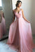 Flowing A-Line V-Neck Backless Pink Chiffon Long Prom Party Dress PDF28