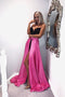 A-Line Sweetheart Detachable Fuchsia Satin Prom Dress PDL86