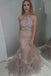 Stunning High Neck Blush Two Piece Prom Dress with Beading PDH34