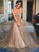 Spaghetti Straps Long Sequins Prom Dress A Line Evening Gown PDH39