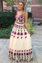 A-Line V-Neck Tulle Prom Dress with Floral Appliques PDL70