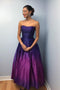 A-Line Sweetheart Ankle-Length Ombre Purple Satin Prom Dress with Pleats PDL90