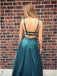 A-Line Scoop Backless Sweep Train Simple Prom Dress with Pockets PDK64