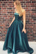 A-Line Scoop Backless Sweep Train Simple Prom Dress with Pockets PDK64