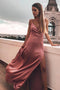 Sheath Spaghetti Straps Floor-Length Blush Prom Dress with Split PDN23