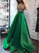 A-Line Halter Backless Sweep Train Royal Blue Prom Dress with Beading Pockets PDN33