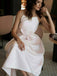 Spaghetti Straps White Prom Dress with Pockets Tea-Length Party Dress PDL72