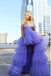 Lavender High Low Layers Tulle A Line Prom Dress with Beading PDS77