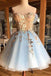 Gorgeous A Line Sweetheart Light Blue Tulle Short Homecoming Dresses PPD63
