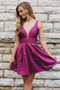 A Line V Neck Backless Red Short Homecoming Dresses, Pretty Short Prom Dresses PPD61