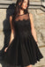 Cute A Line Round Neck Black Lace Short Homecoming Dresses, Little Black Dresses PPD58