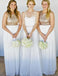 Sequins Top Off White Long Chiffon Bridesmaid Dress PPD94