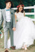 Elegant Off White Tulle Backless Wedding Dress with Crystal Sash PDL47