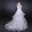A Line V Neck Layered Backless Wedding Dress, Long Bridal Gown PDQ23