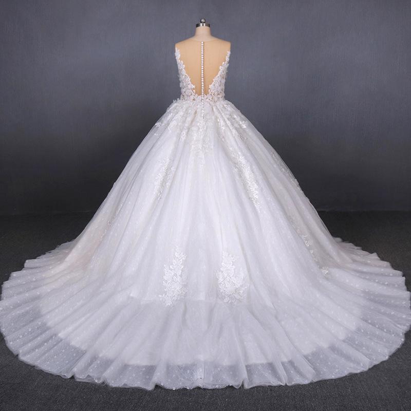 White Appliques Tulle Ball Gown Princess Wedding Dress, Bridal Gown PDQ31