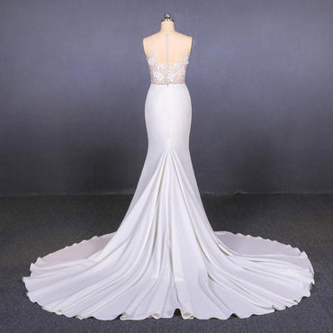 Mermaid Appliques Long Stunning Wedding Dress, Long Bridal Dresses PDQ19