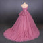 Strapless A Line Tulle Lace Appliques Prom Dresses, Long Formal Dress PDQ22