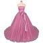 Strapless A Line Tulle Lace Appliques Prom Dresses, Long Formal Dress PDQ22